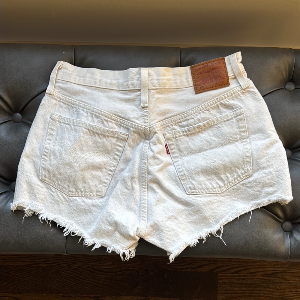 Levi's Premium Original 501 White Denim Cutoff Shorts